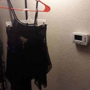 Black party outfit skirt and shirt dress.